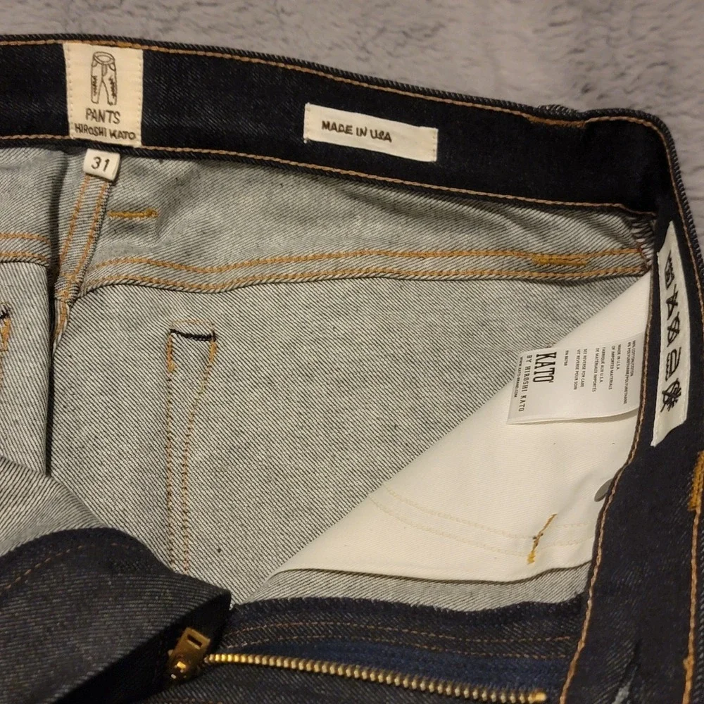 Hiroshi Kato Jeans Mens 31x34 Indigo Raw Blue Pen Slim 4-Way Stretch Selvedge - Picture 5 of 11